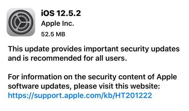 西沙苹果手机维修分享iOS12.5.2发布，建议所有老苹果用户安装 